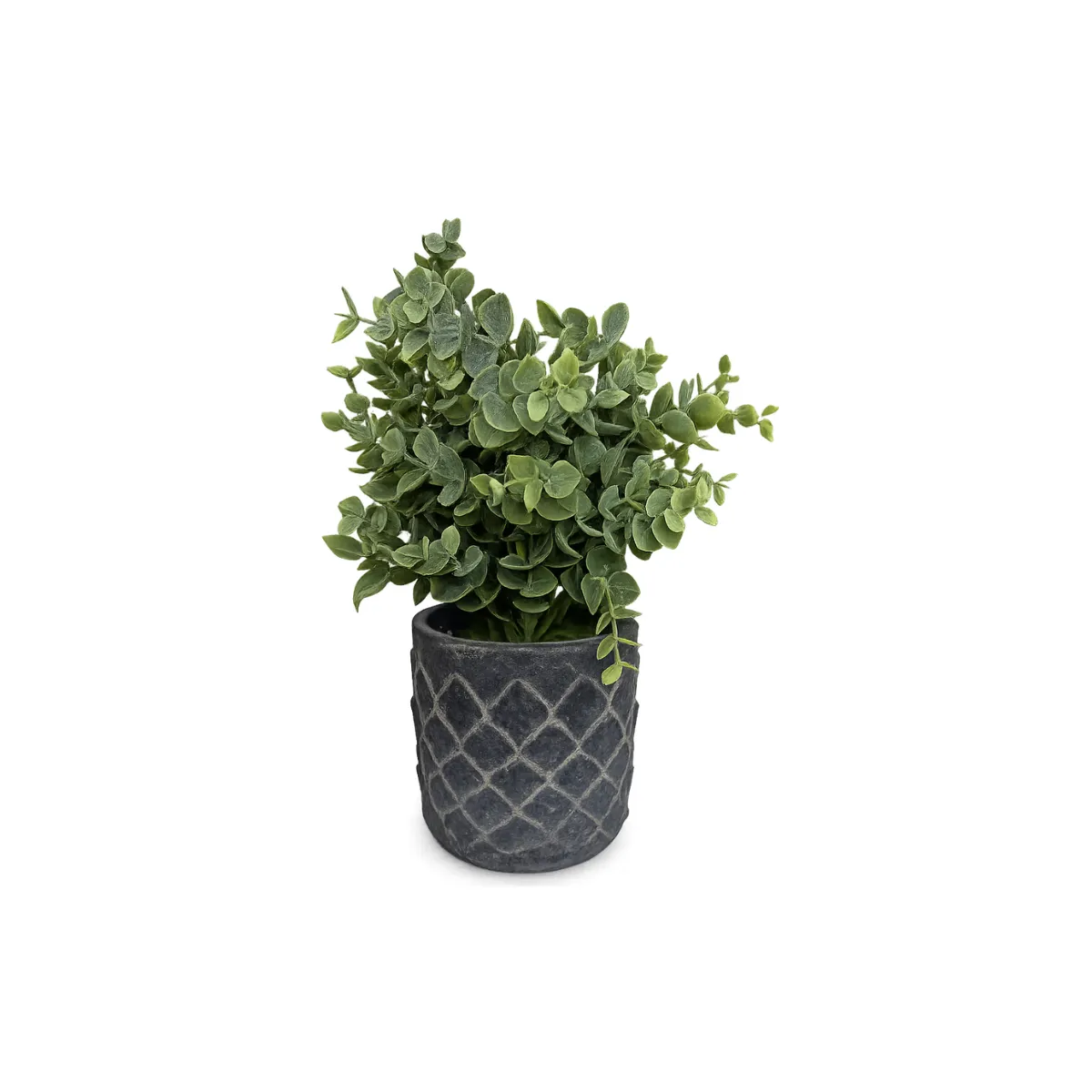 FAUX EUCALYPTUS IN TEXTURED POT