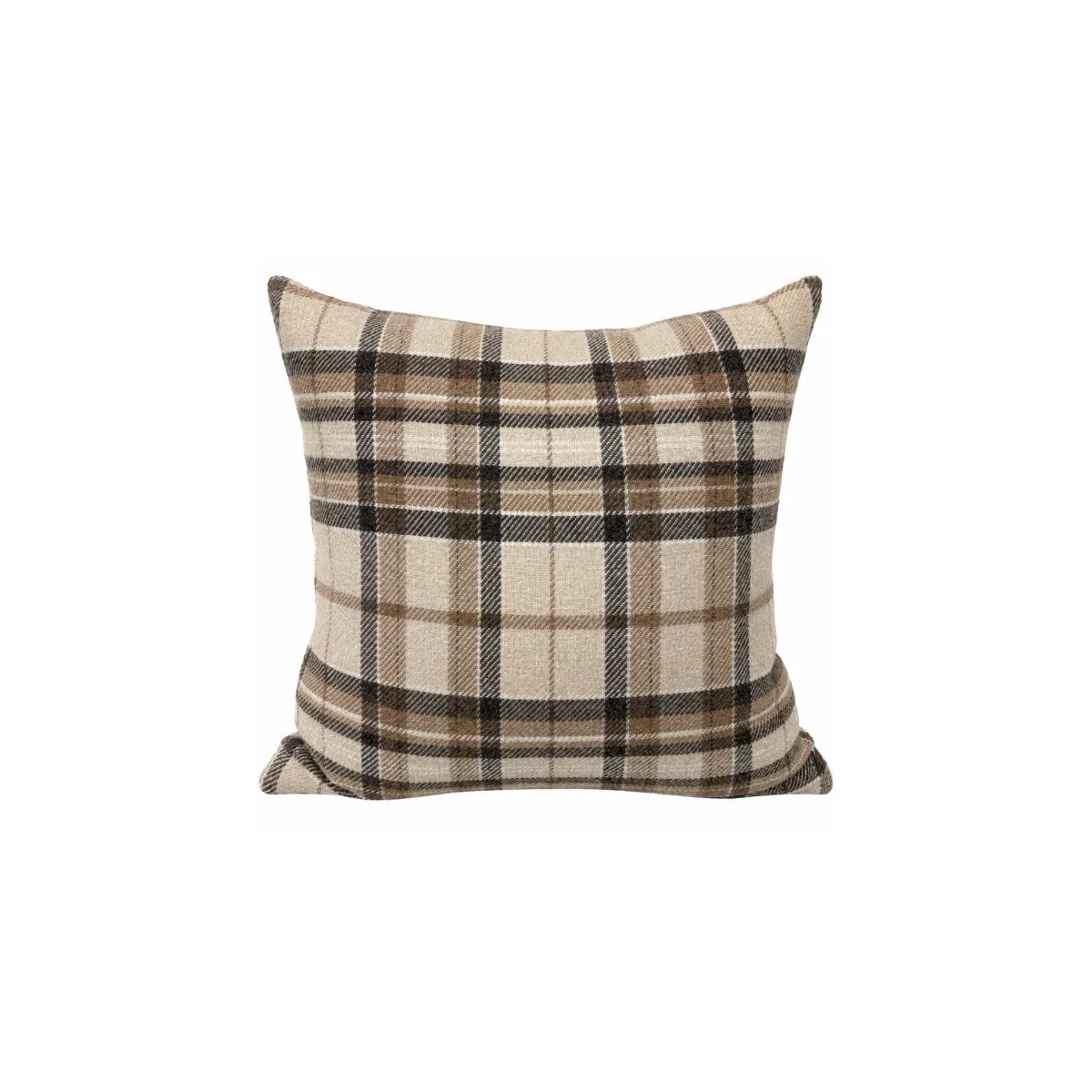 22"x22" THROW PILLOW - LIGHT BROWN - PLAID