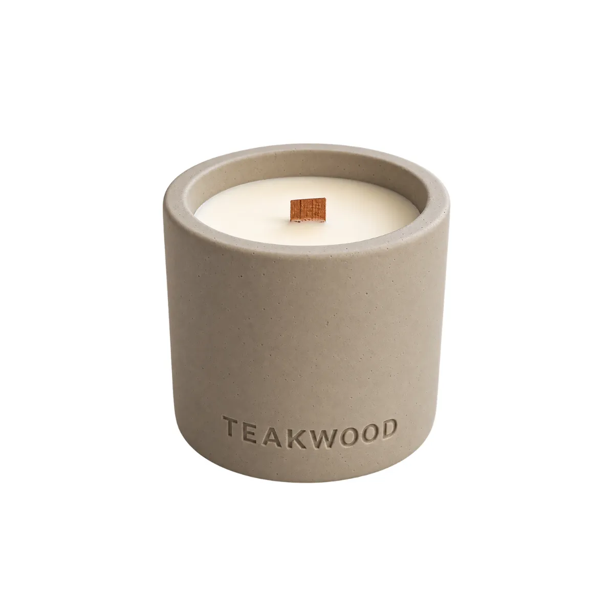 CANDLE - TAUPE - CONCRETE VESSEL, TEAKWOOD SCENT