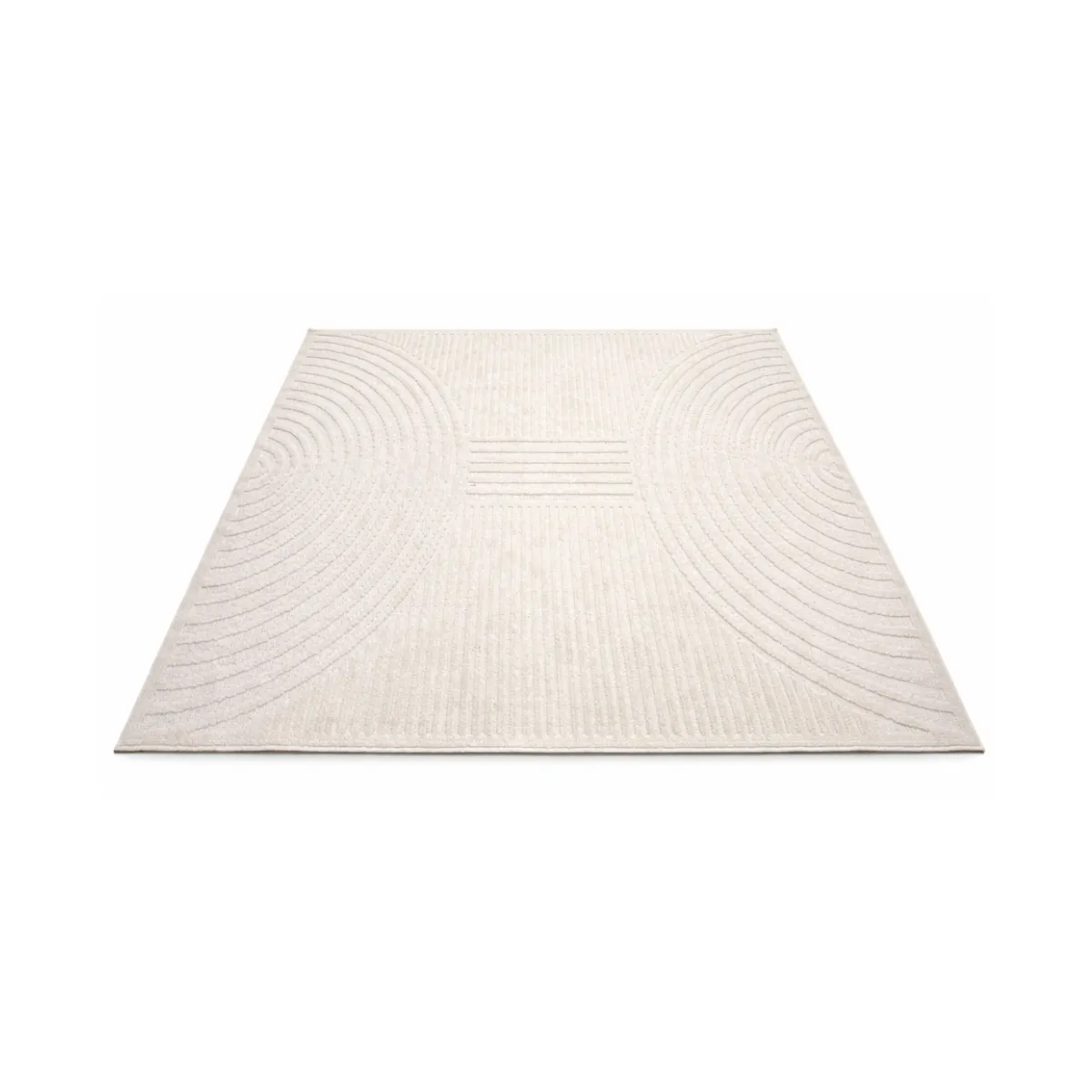 CREAM TEXTURED GEOMETRIC AREA RUG