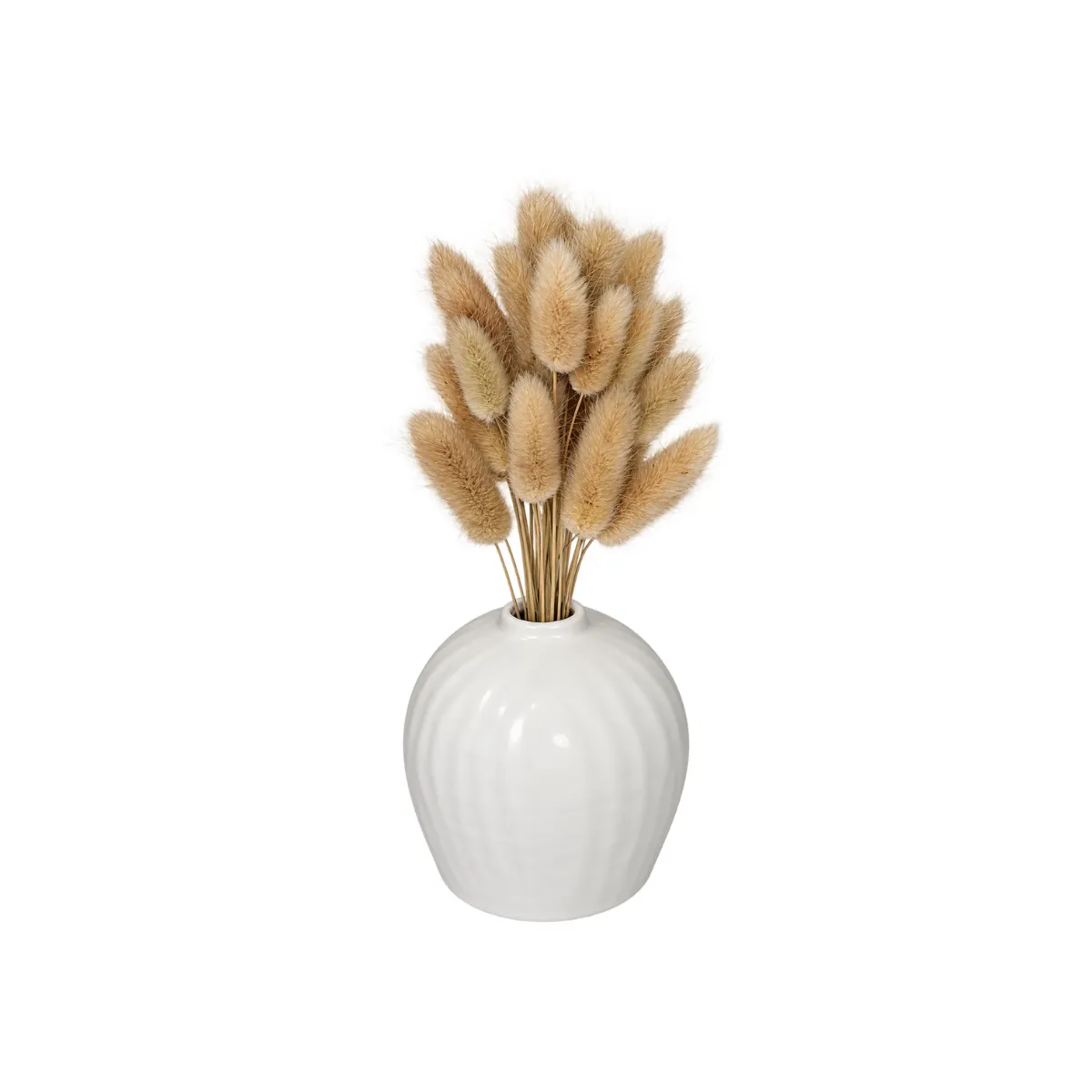 10"H VASE WITH DRIED GRASS - CREAM