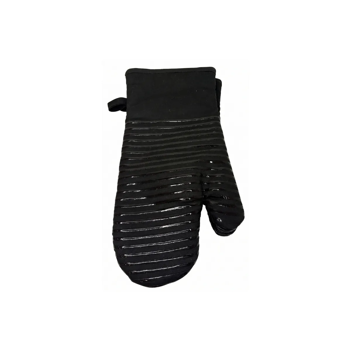 BLACK SILICONE STRIPED OVEN MITT