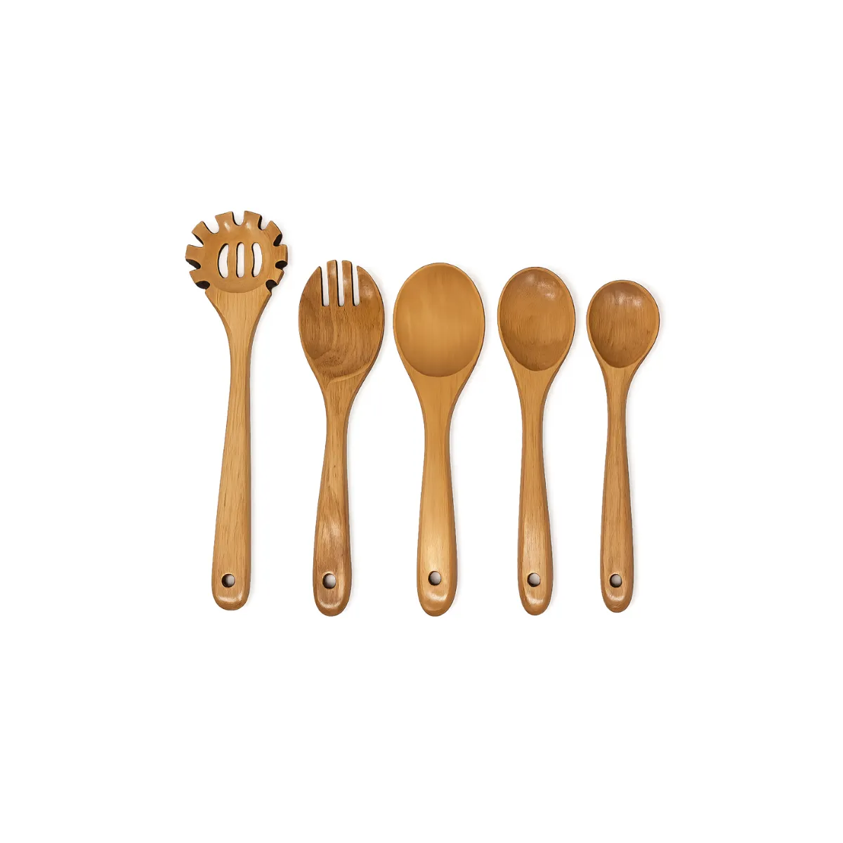 5-PIECE WOODEN SERVING SPOONS 