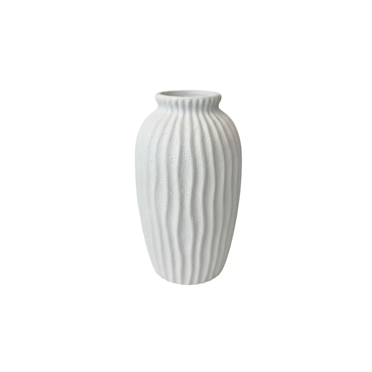 WHITE WAVY AND TEXTURED VASE