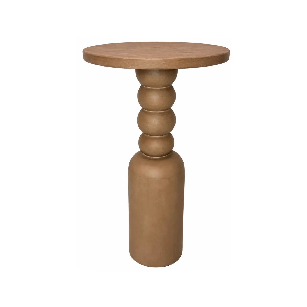 BROWN PEDESTAL SIDE TABLE