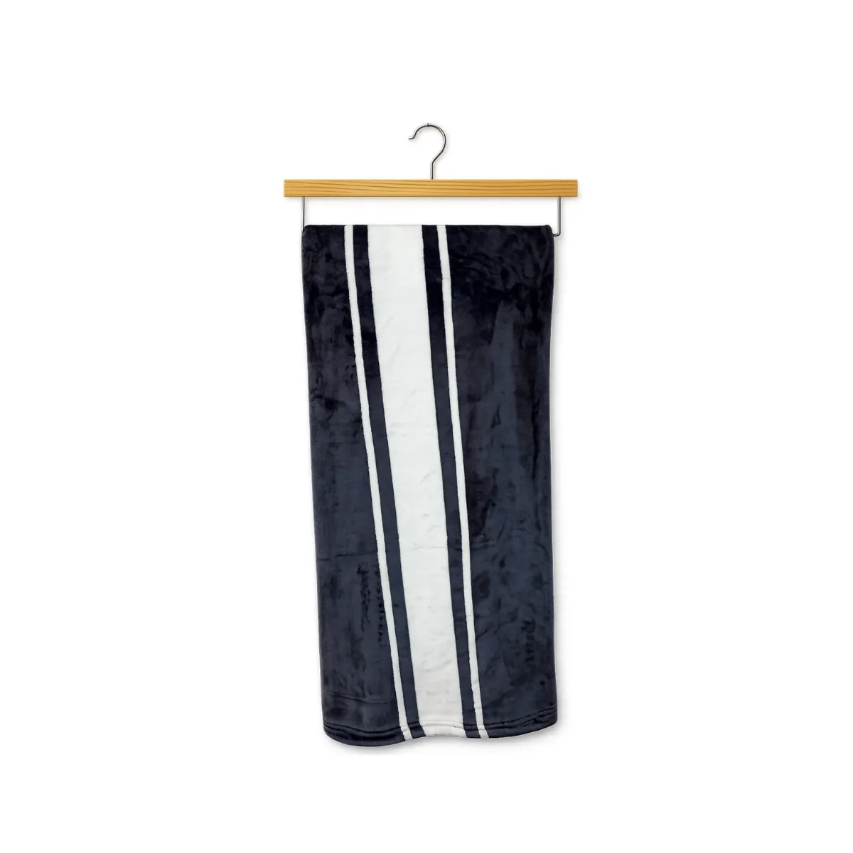 CHARCOAL & WHITE  STRIPED FLEECE THROW BLANKET