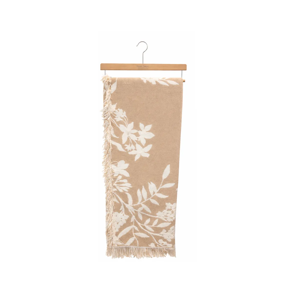 BEIGE FLORAL THROW BLANKET