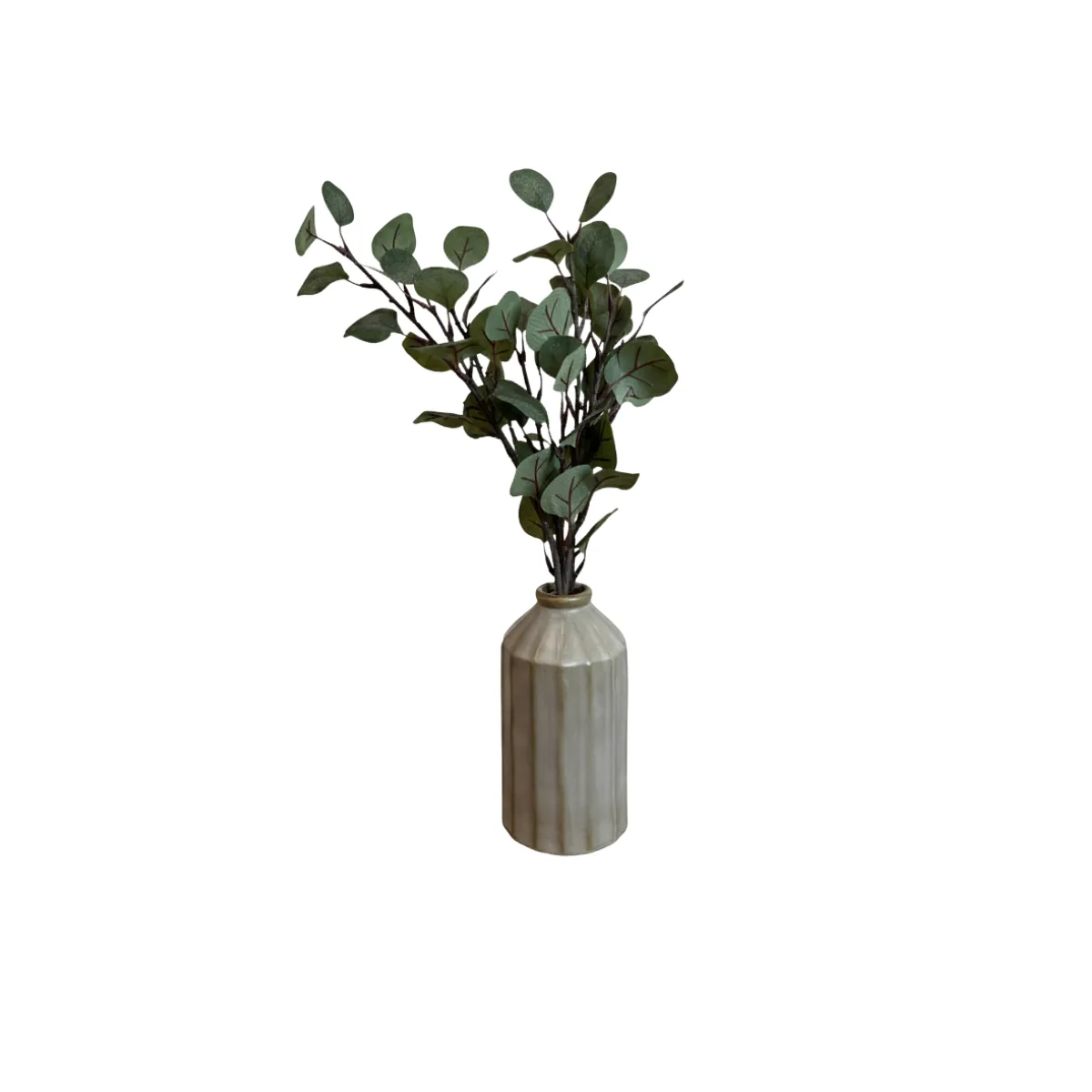TAUPE VASE WITH EUCALYPTUS GREENERY