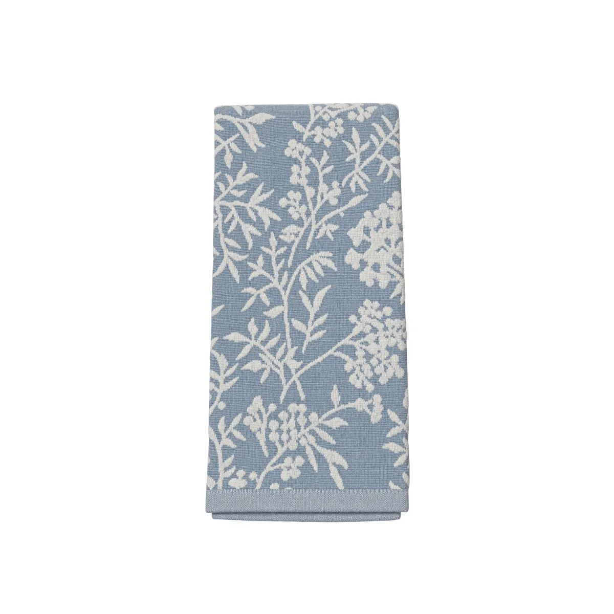 20"x27.5" TEA TOWEL - BLUE & WHITE - FLORAL JACQUARD