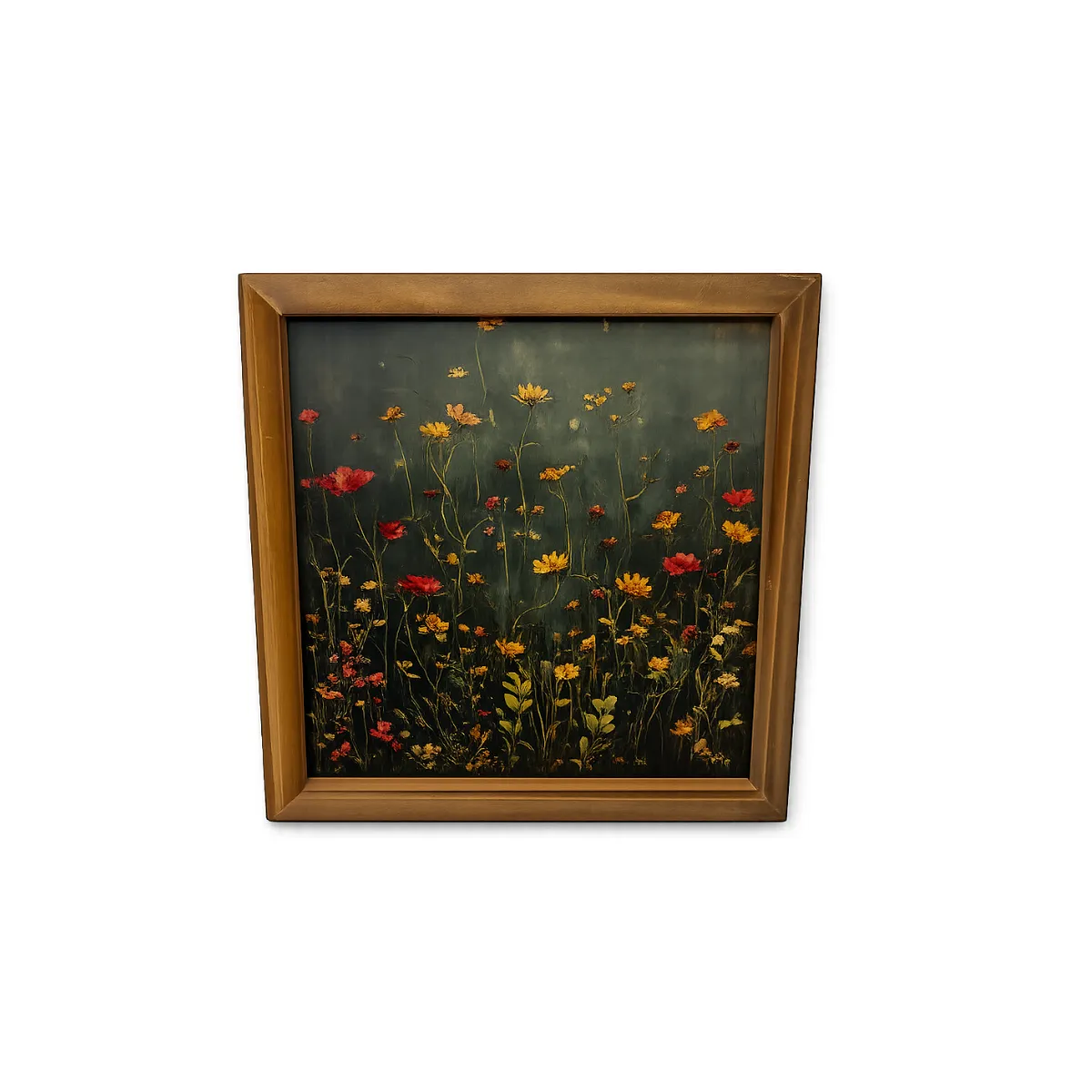 BOTANICAL BLOOMS IN A WOODEN FRAME