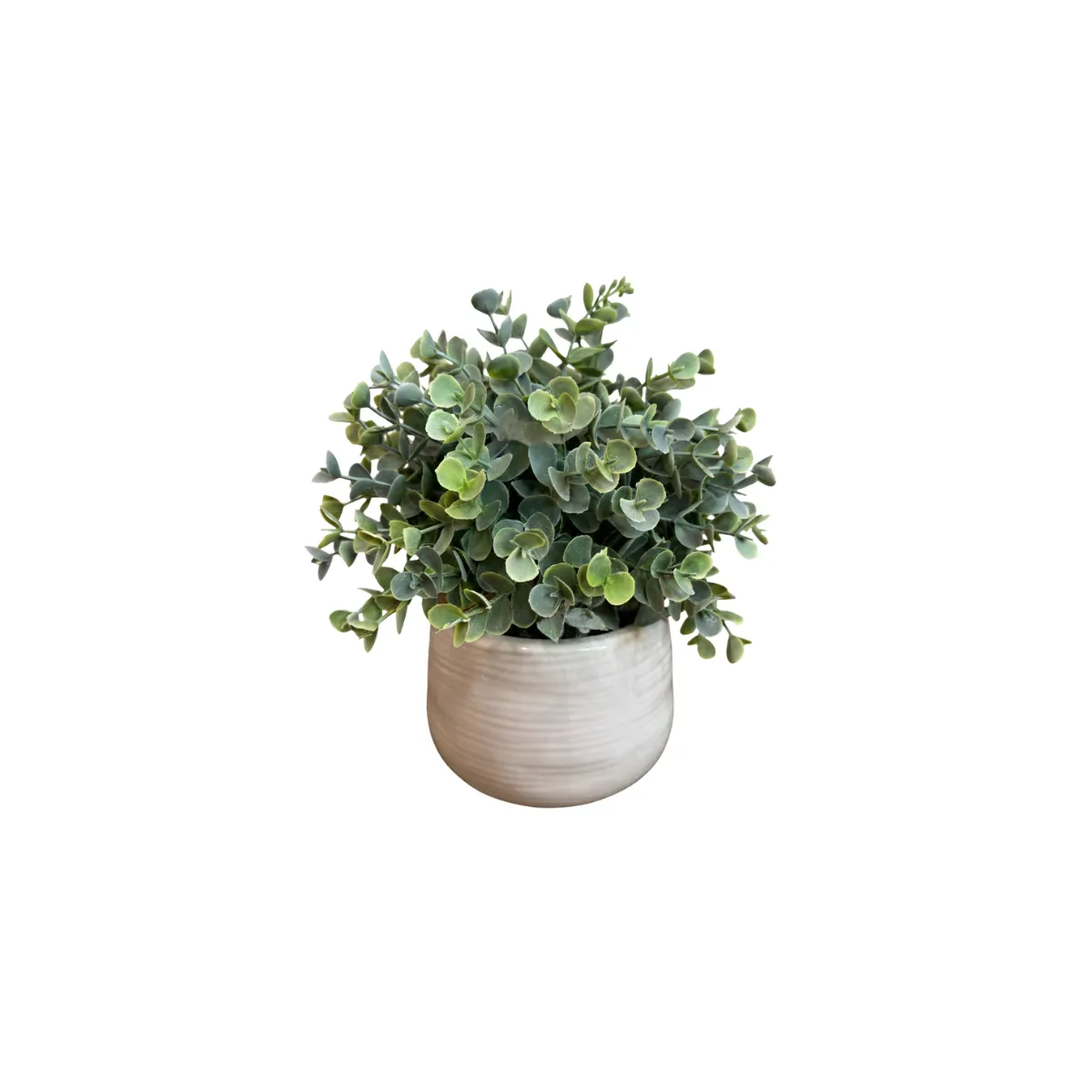 FAUX GREENERY IN WHITE CERAMIC POT
