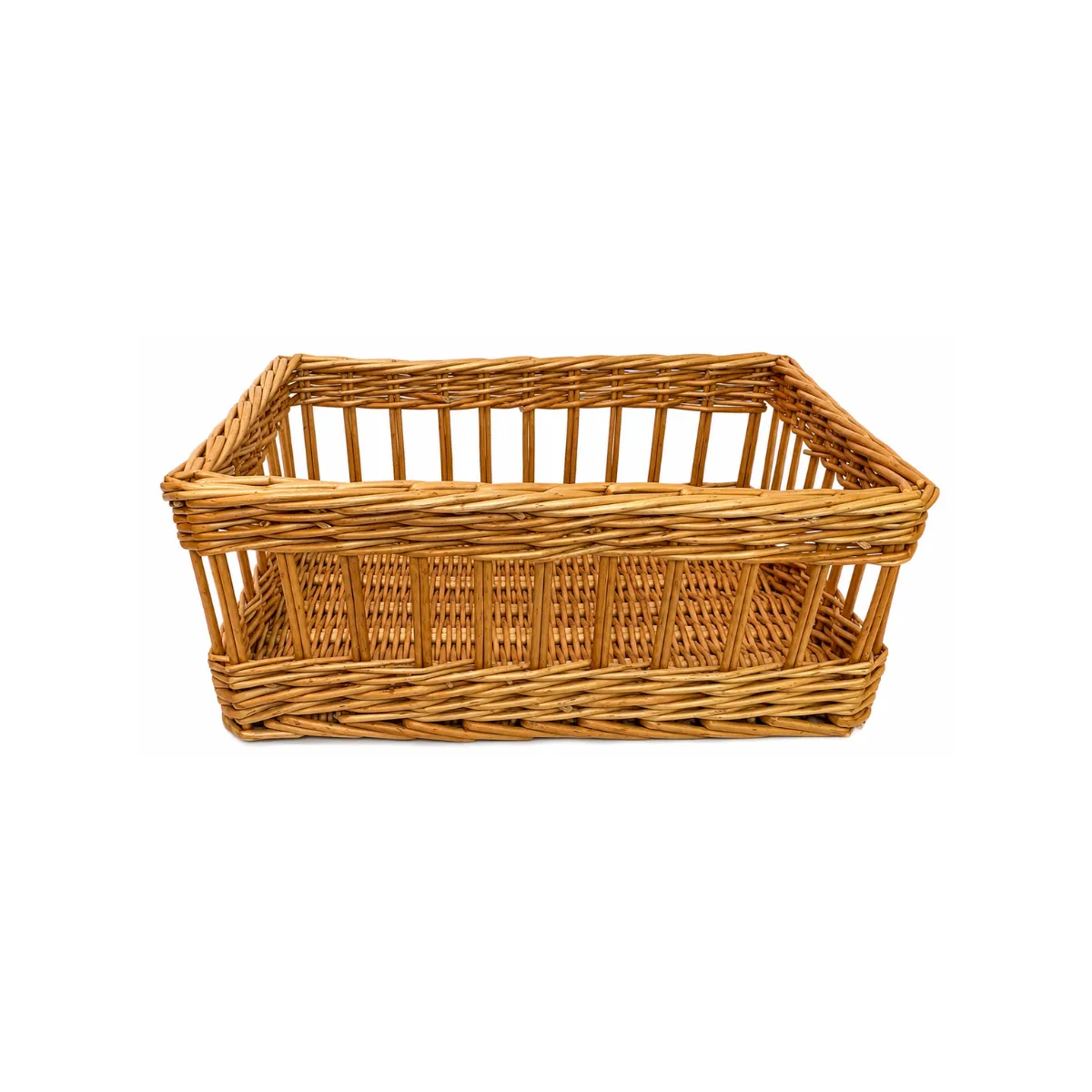 OPEN WEAVE RECTANGULAR WICKER BASKET 