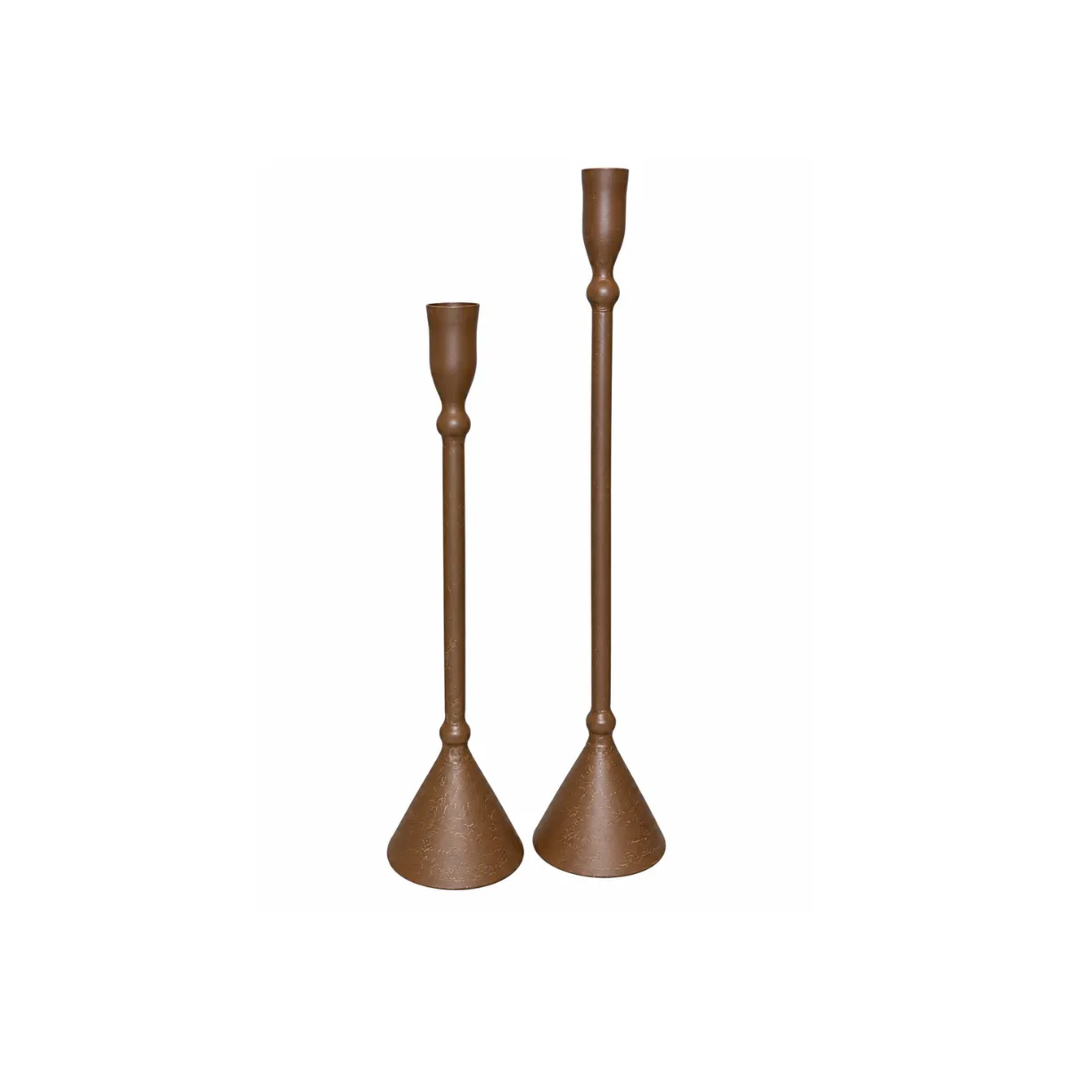 CANDLESTICKS, SET OF 2 - BRONZE - RUSTIC