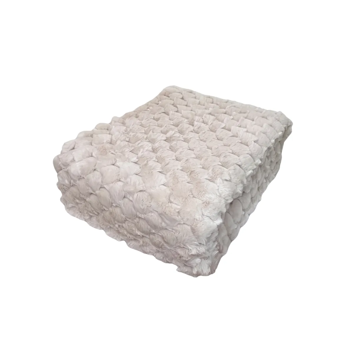 CREAM FAUX FUR THROW BLANKET