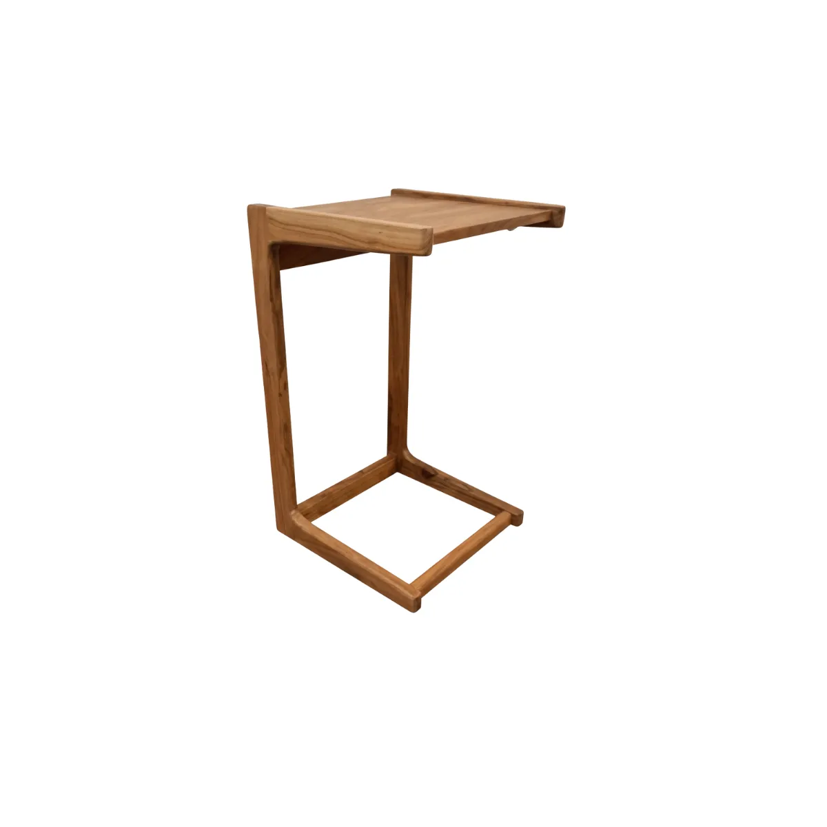 C-SHAPED WOODEN SIDE TABLE