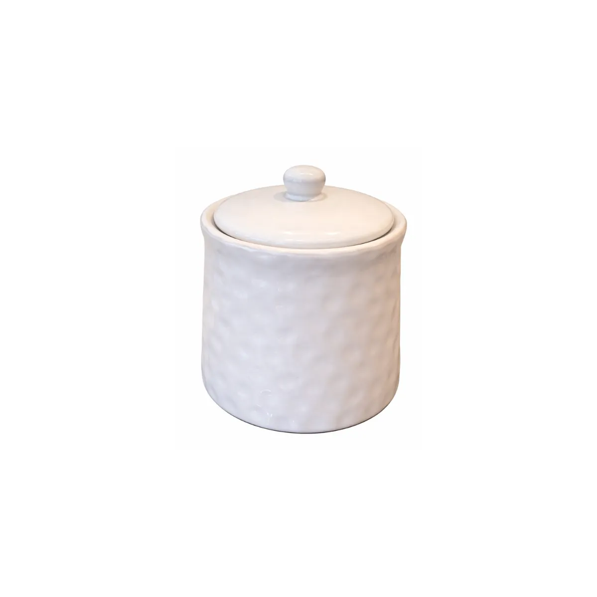 WHITE CERAMIC CANISTER WITH LID
