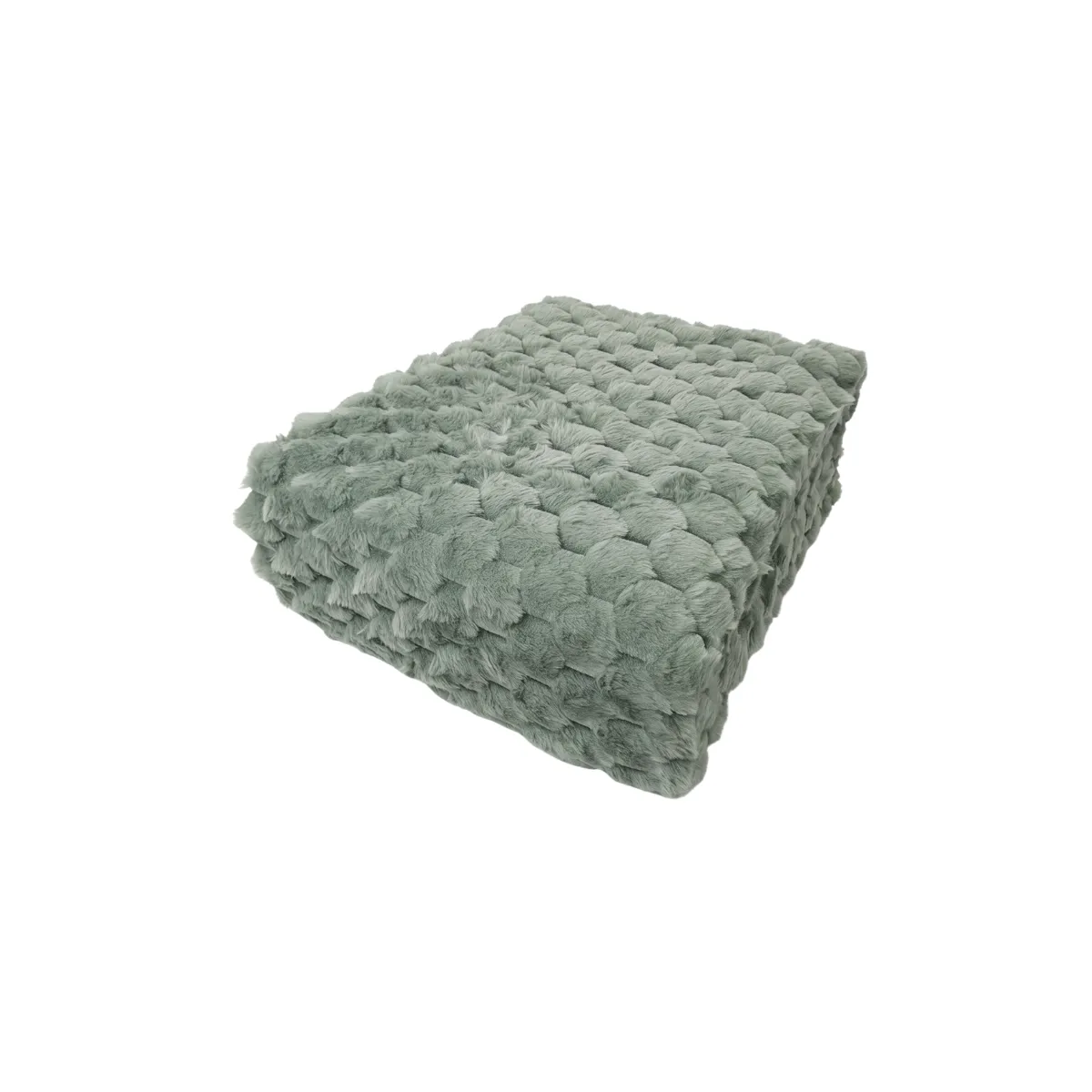 SAGE GREEN FAUX FUR THROW BLANKET