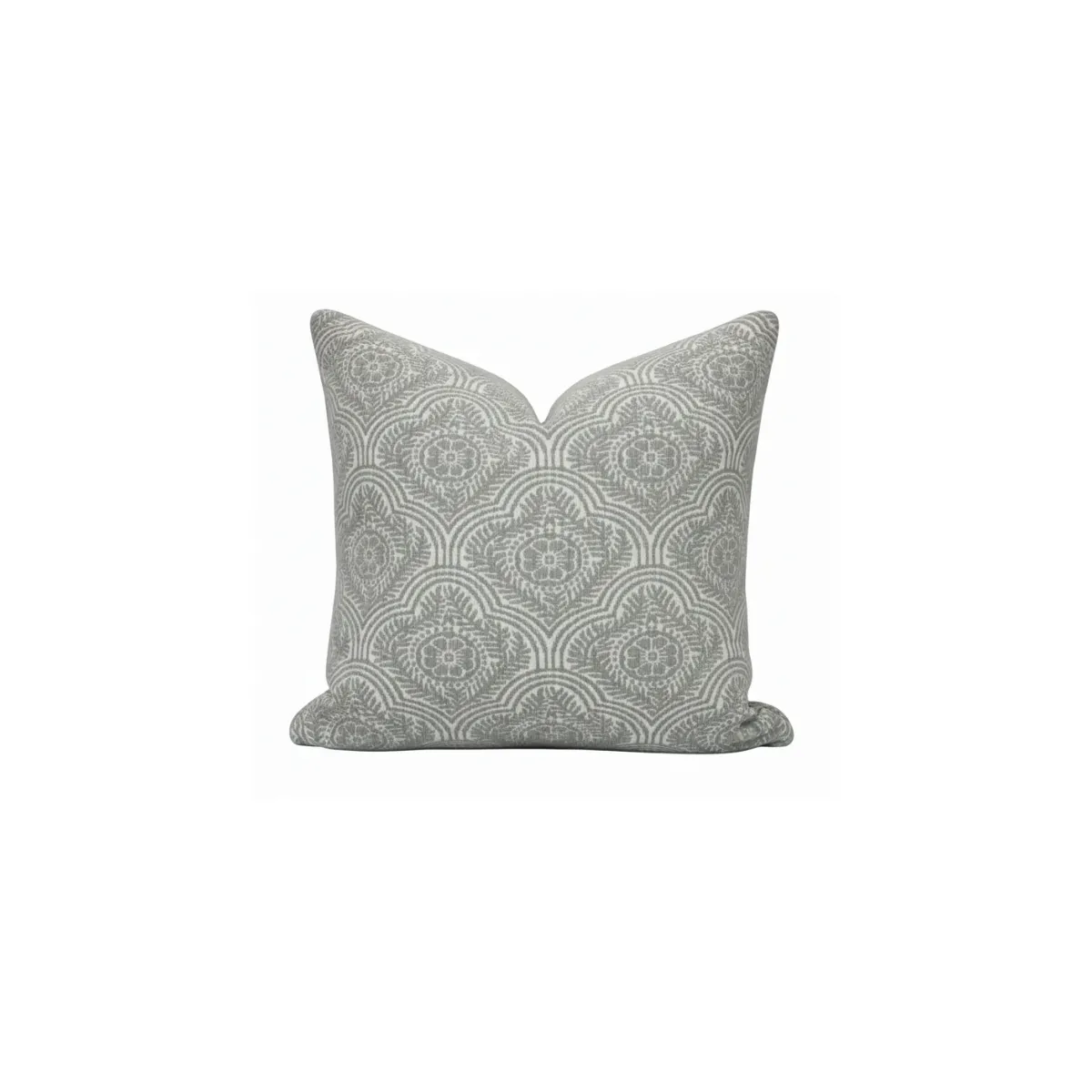 White pillow with grey design