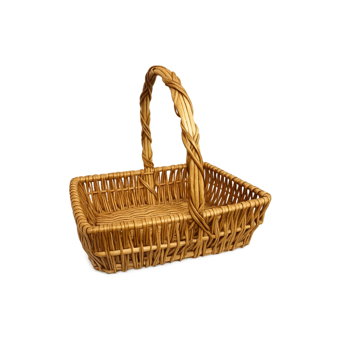 WICKER BASKET WITH TWISTED HANDLE