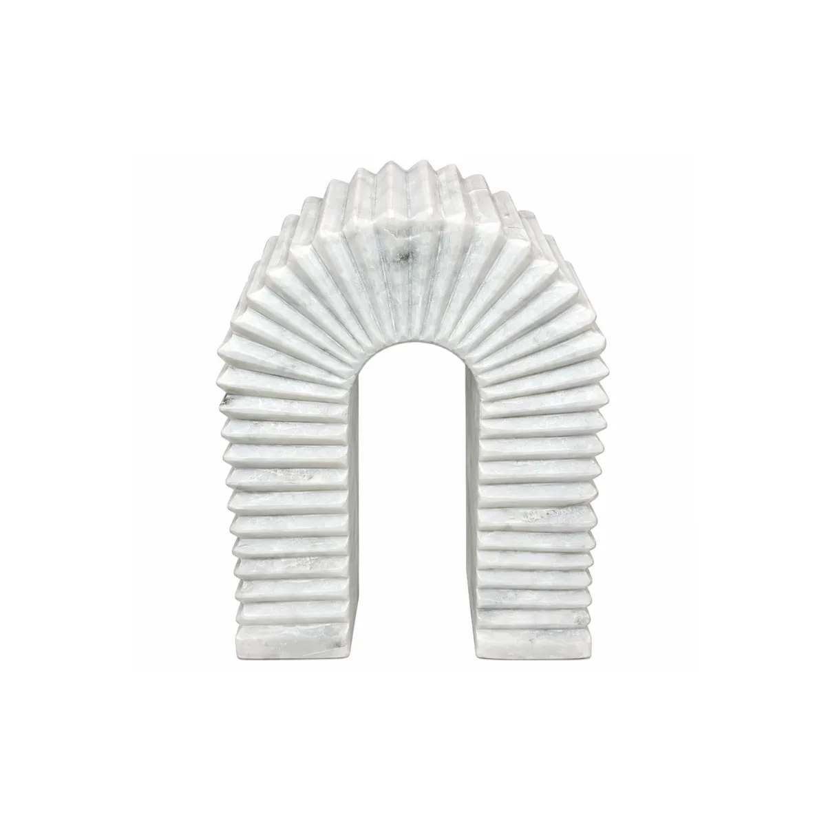 6"H ARCH SCULPTURE - WHITE MARBLE - RIBBED