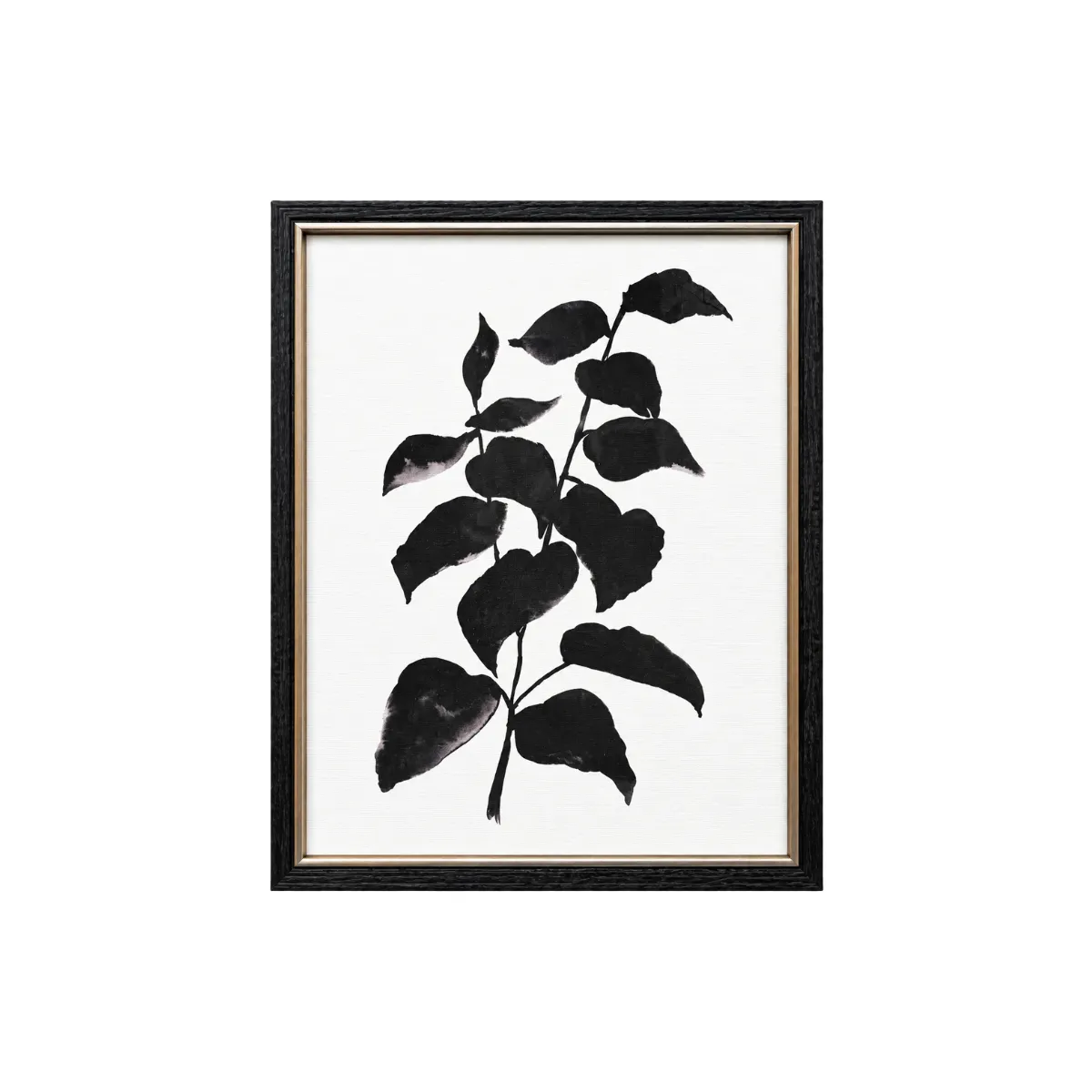 19"H FRAMED ARTWORK - BLACK & WHITE - BOTANICAL LEAF PRINT