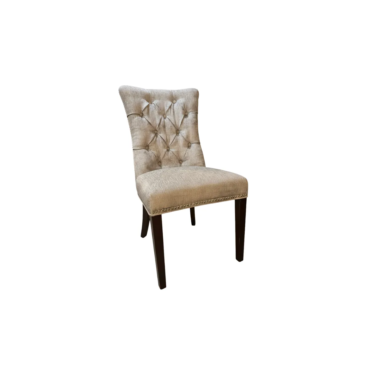 TUFTED GREY DINING CHAIR