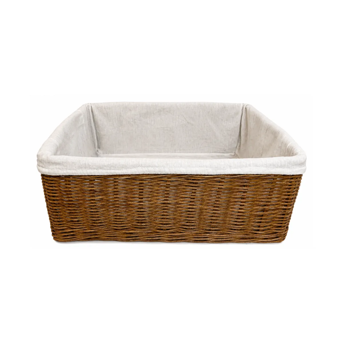 RECTANGULAR WICKER BASKET WITH FABRIC LINER