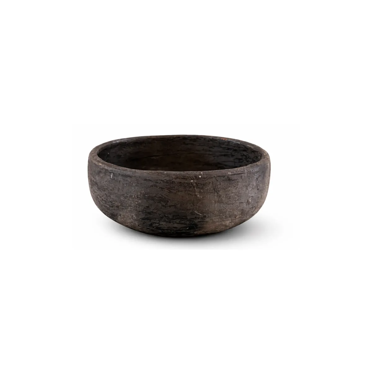 RUSTIC BLACK WOODEN DECORATIVE BOWL
