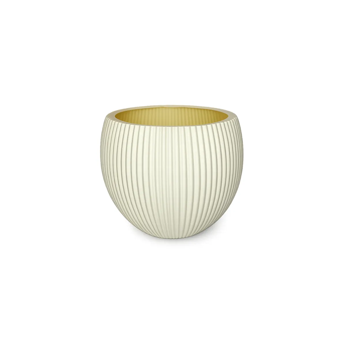 WHITE RIBBED PLASTIC PLANTER