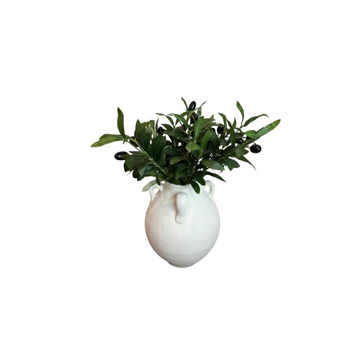 SMOOTH HANDLED VASE WITH REMOVABLE OLIVE BRANCHES