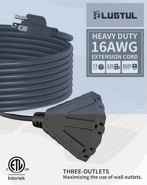 50 ft Outdoor Extension Cord with 3-Outlets