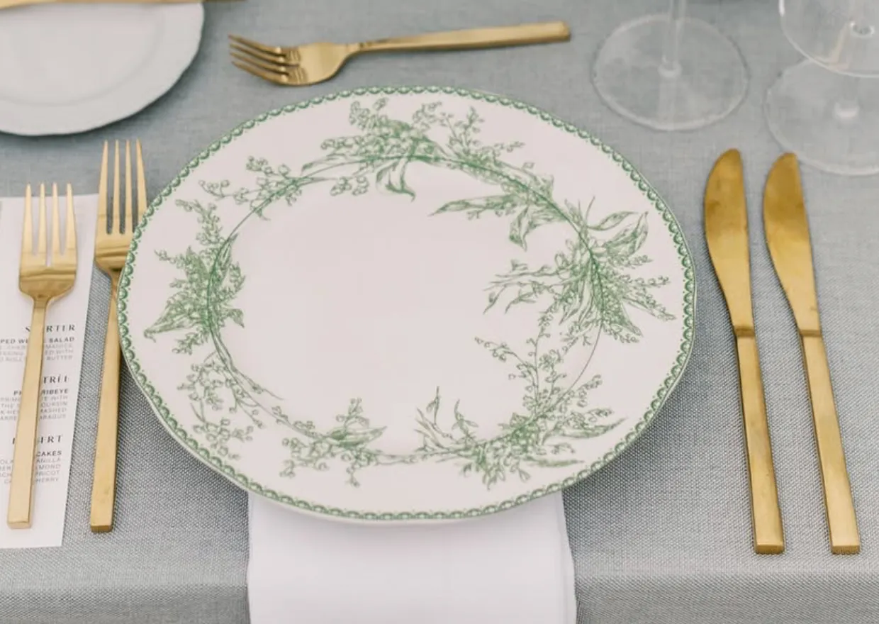 Green Floral Plate 