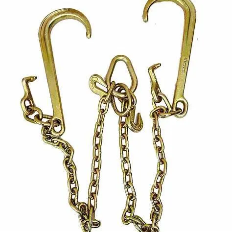 V-Type Tow Chain w/ 15" J-Hooks & Grab Hooks