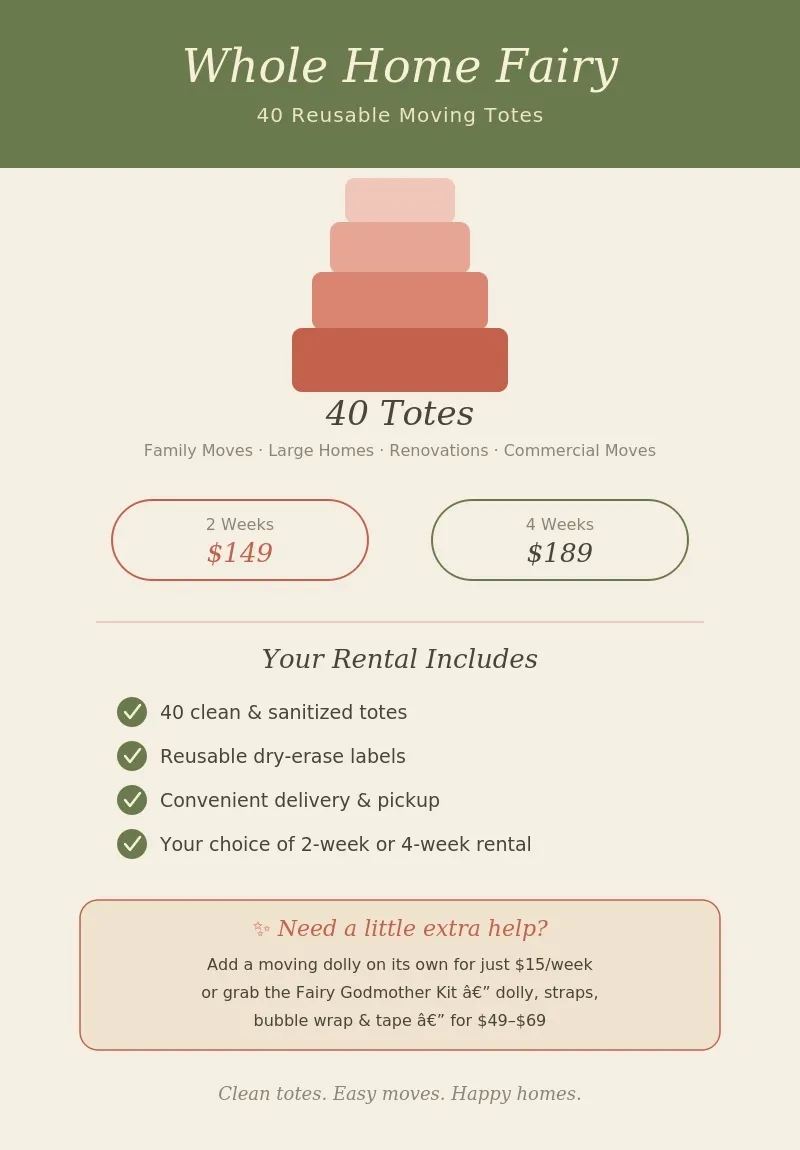 Whole Home Fairy- 40 Totes