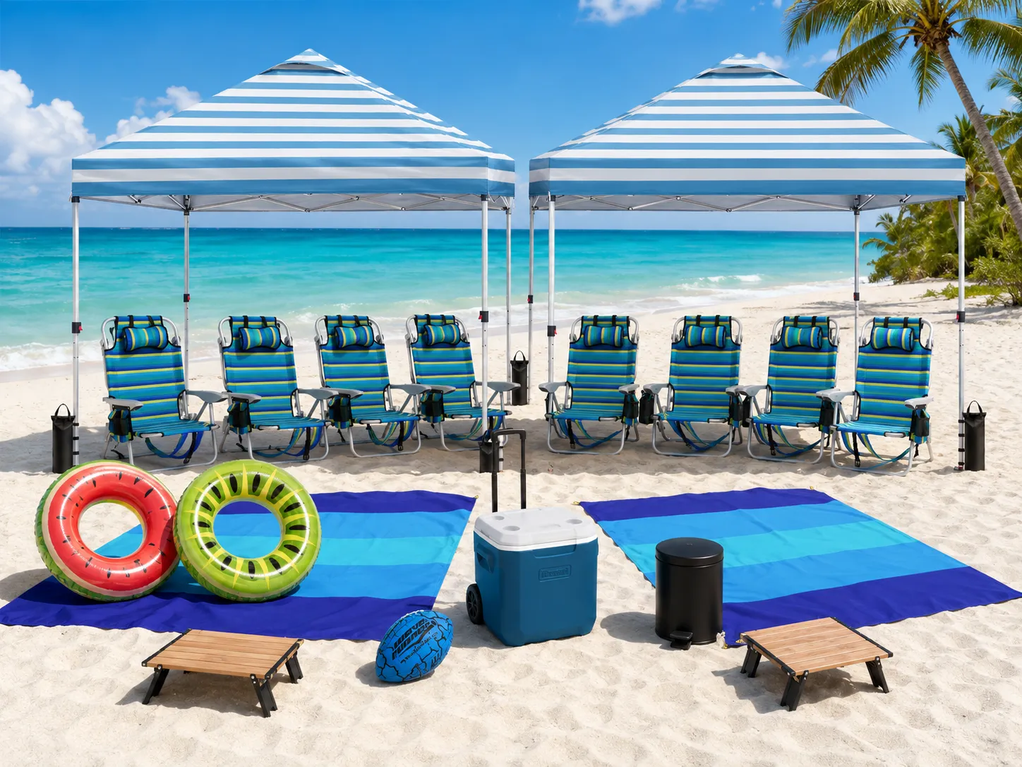Double Canopy Tent 10' x 10' Large Beach Party Bundle