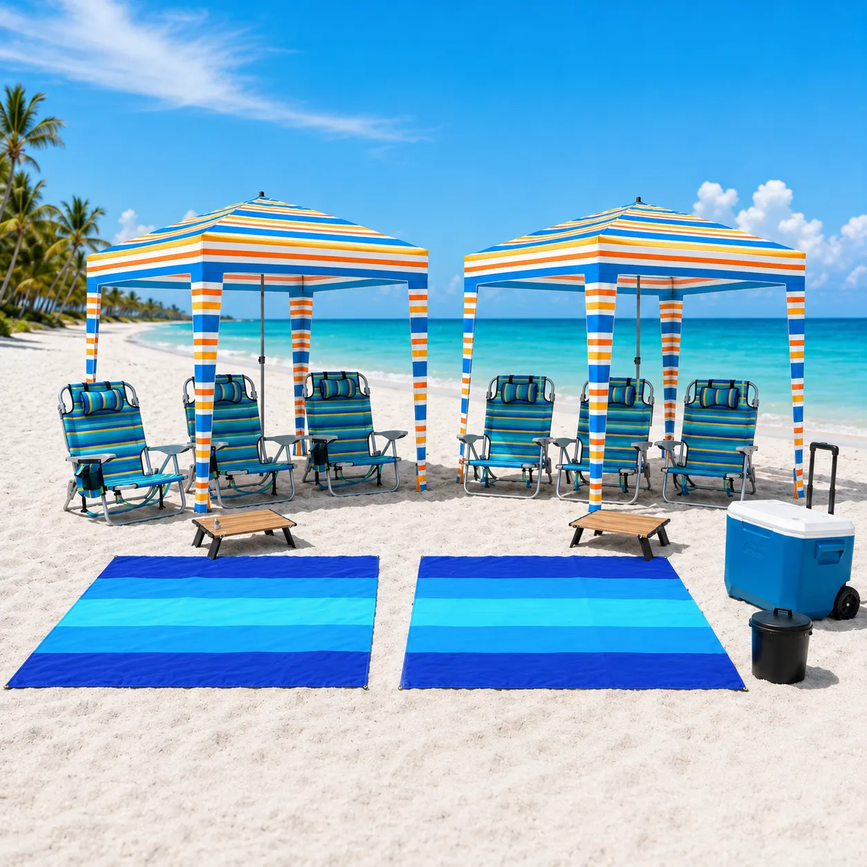 Double Cabana 6' x 6' Large Family Beach Bundle