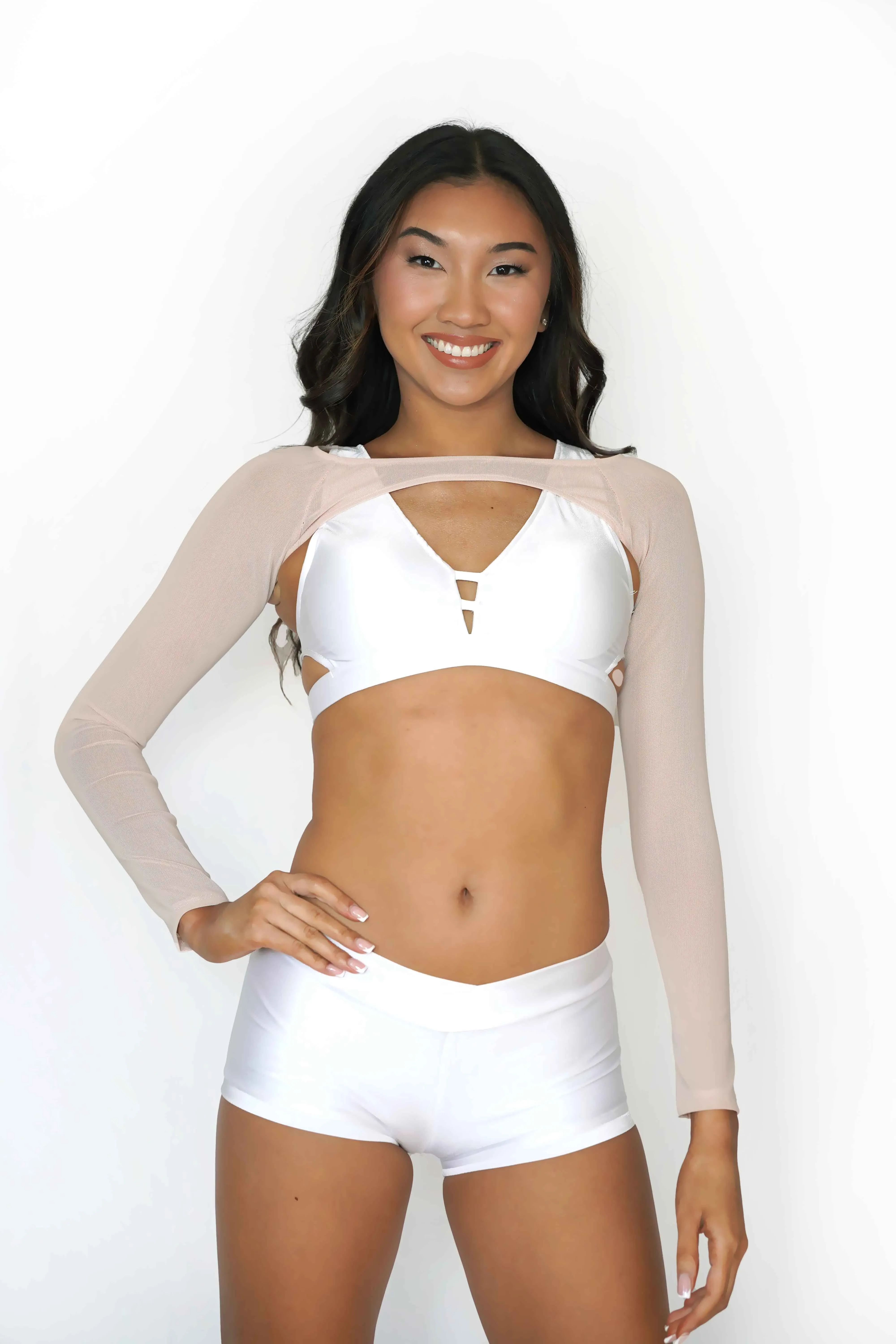 Powder Beige Long Sleeve Bolero - Small