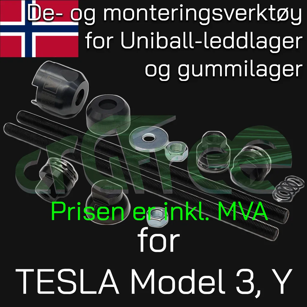 De- og monteringsverktøy for Uniball og gummilager på TESLA M3/Y (Prisen er inkl. MVA)