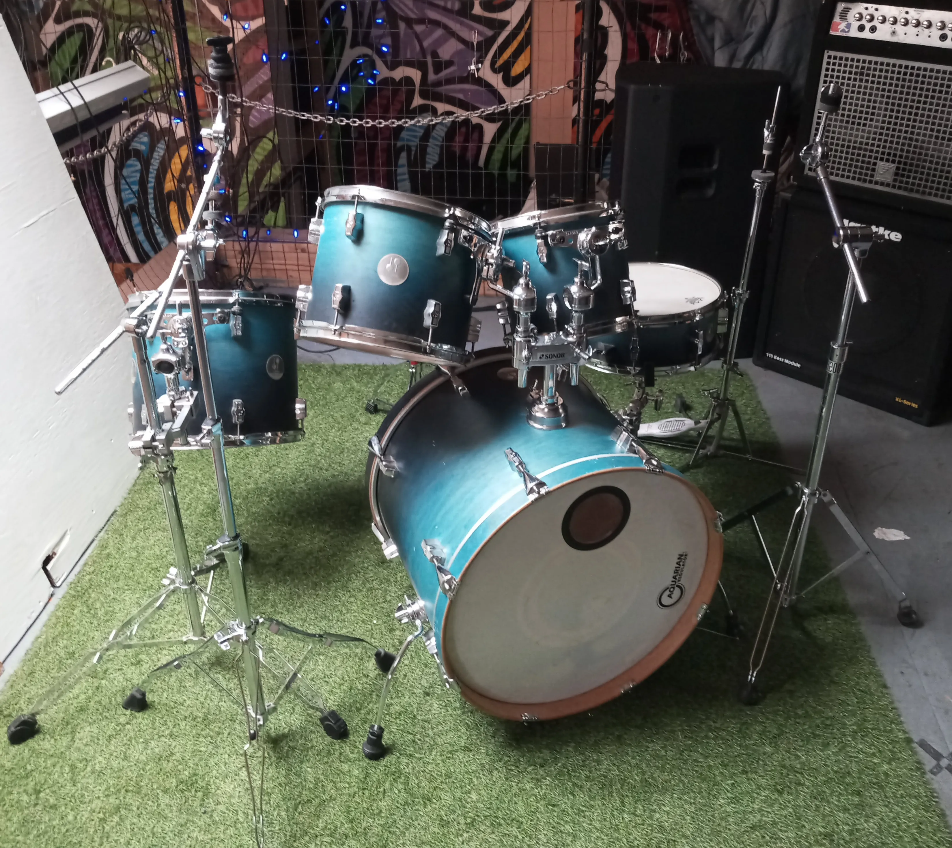 Drum Kit - Sonor Blue 10", 12" 14" Toms 22" Kick