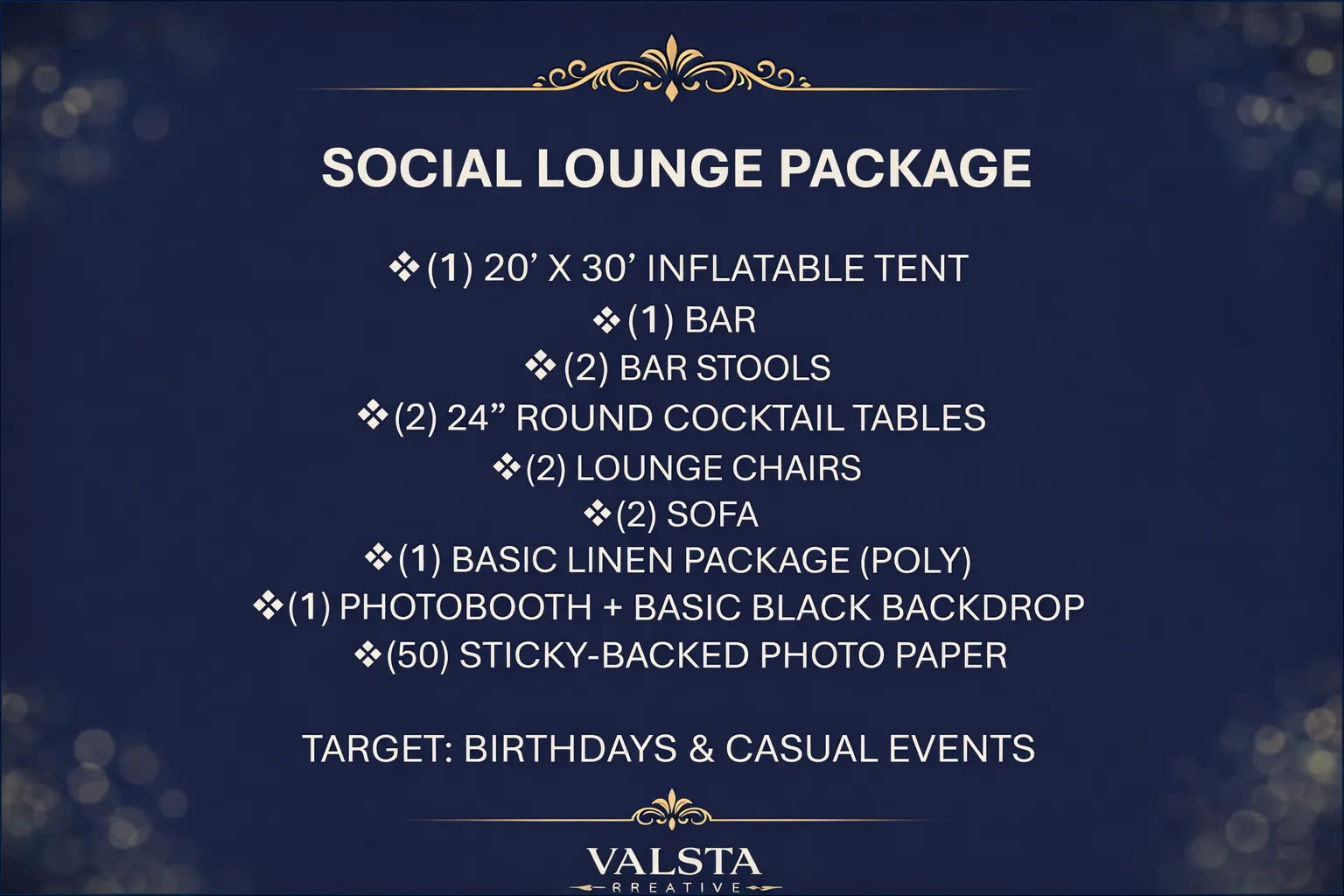 Social Lounge Package ($1,995)