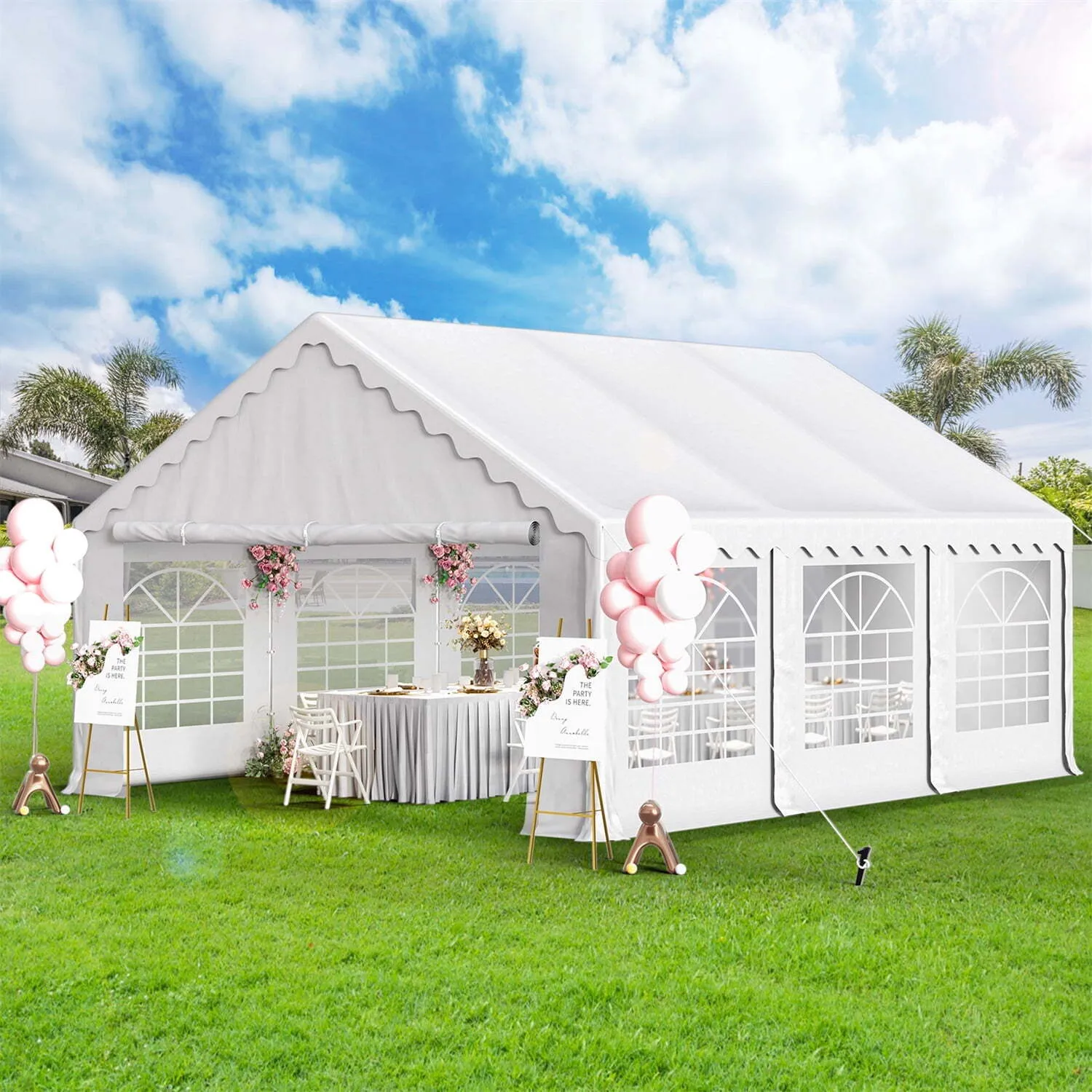 20x30 Tent With Concrete Blocks