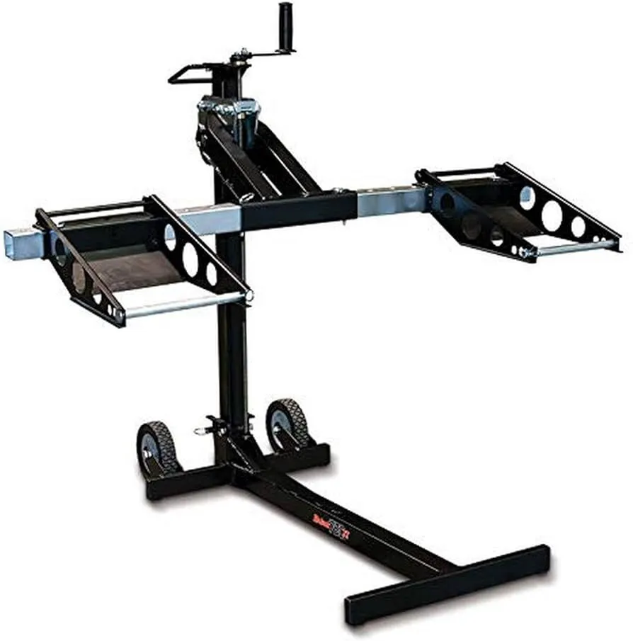 MoJack MJ750XT Riding Lawn Mower Lift: 750lb Capacity, Adjustable Wheel Span, Sturdy Design - Ideal for Lawn Tractors, ZTR Riding Mowers, and ATVs - Maintenance & Repairs, Black