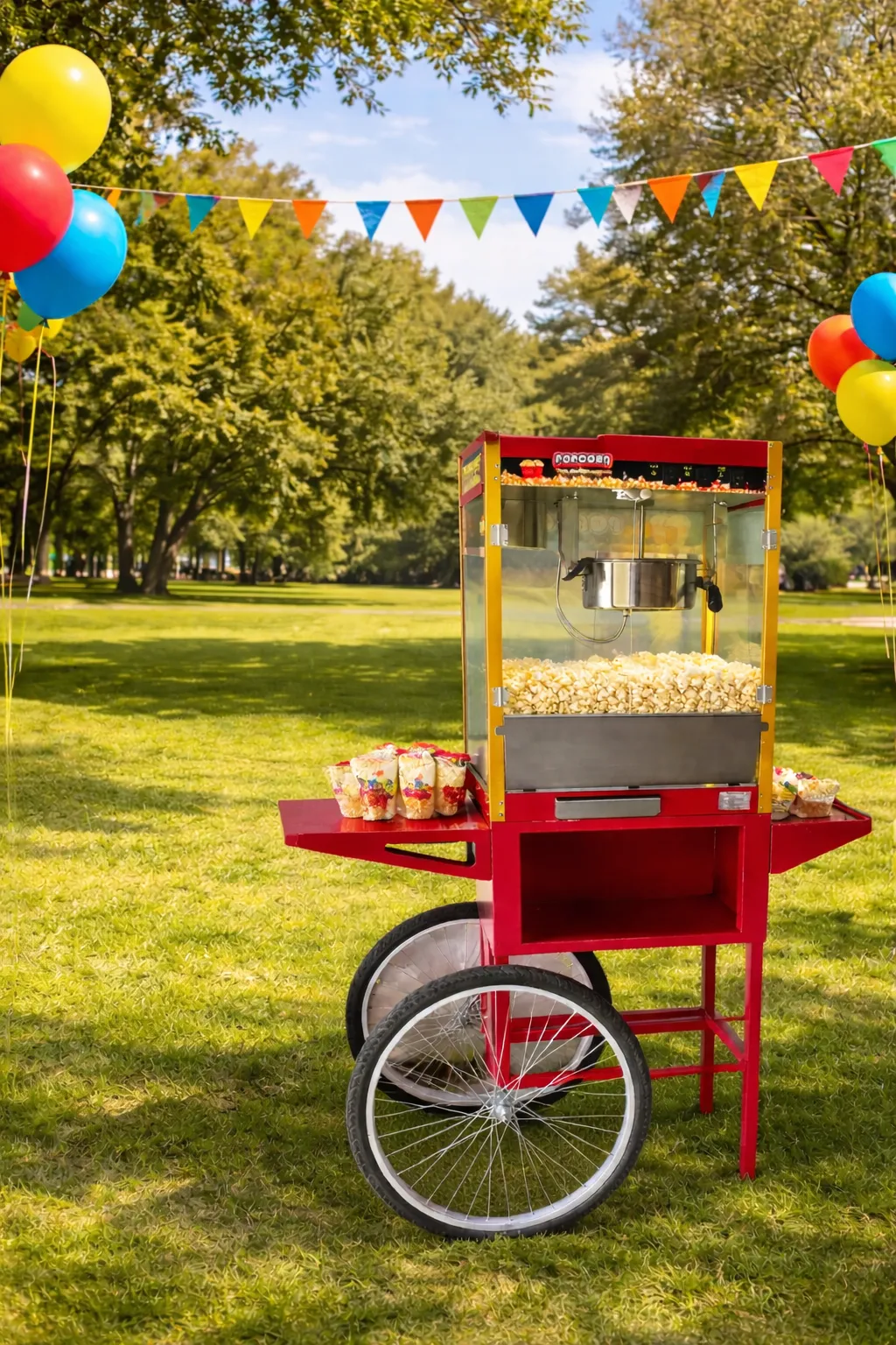Popcorn machine on wheels