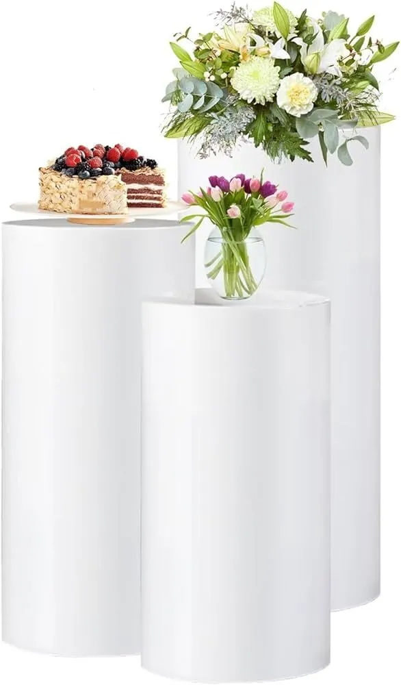 Metal Cylinder Pedestal Stand Set of 3