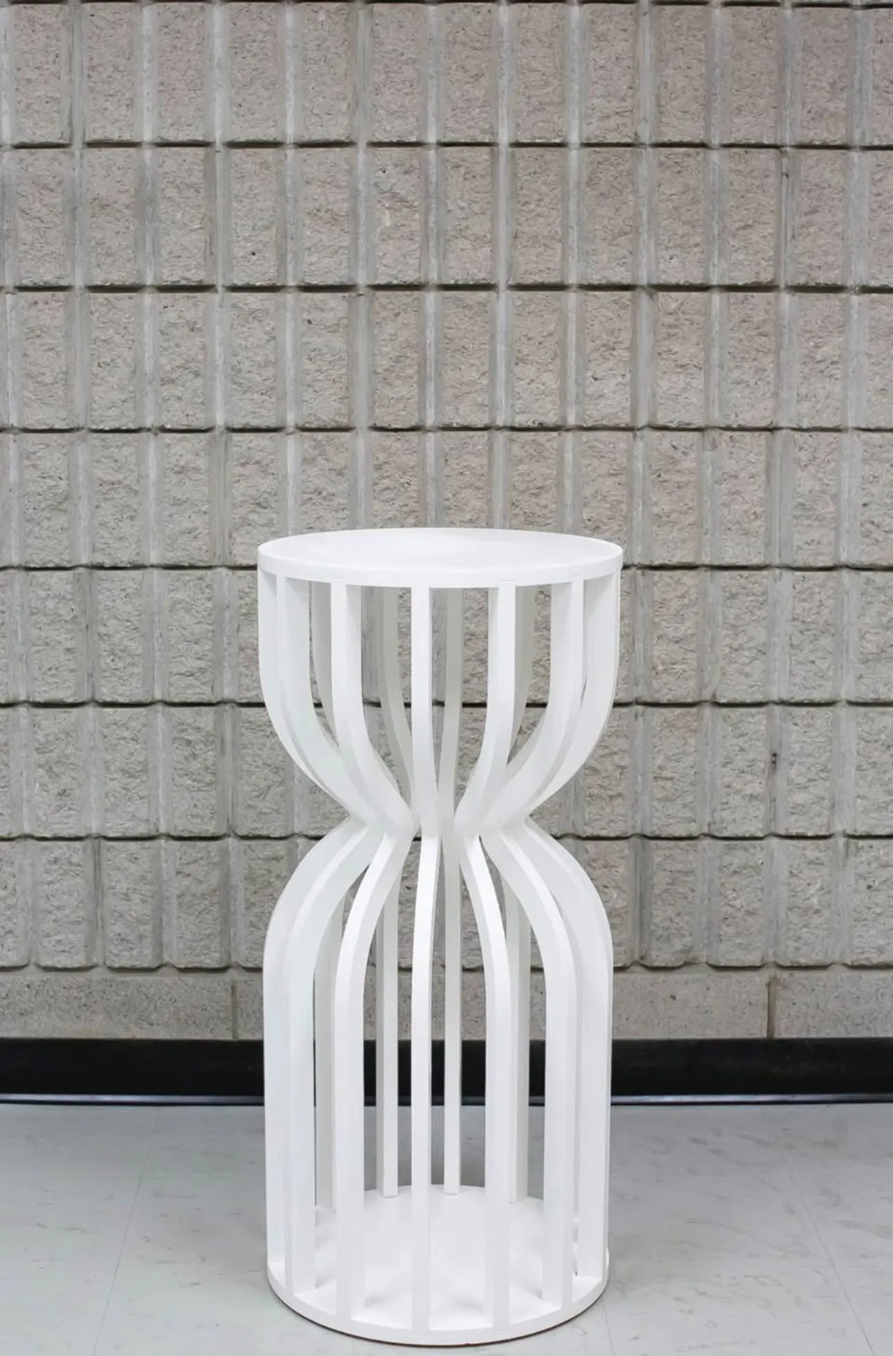 Hour Glass Slatted Wooden Plinth Pedestal Cake Stand