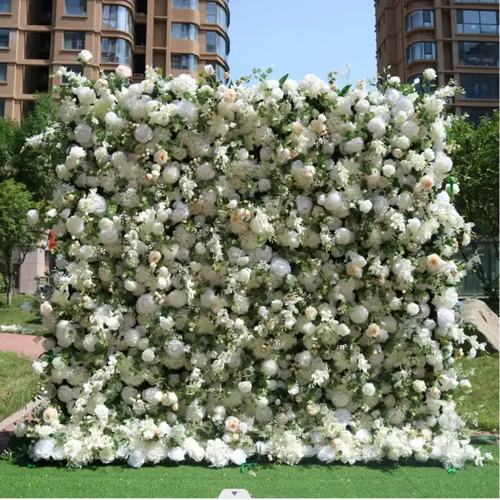 8x8Ft Flower Wall White & Champagne