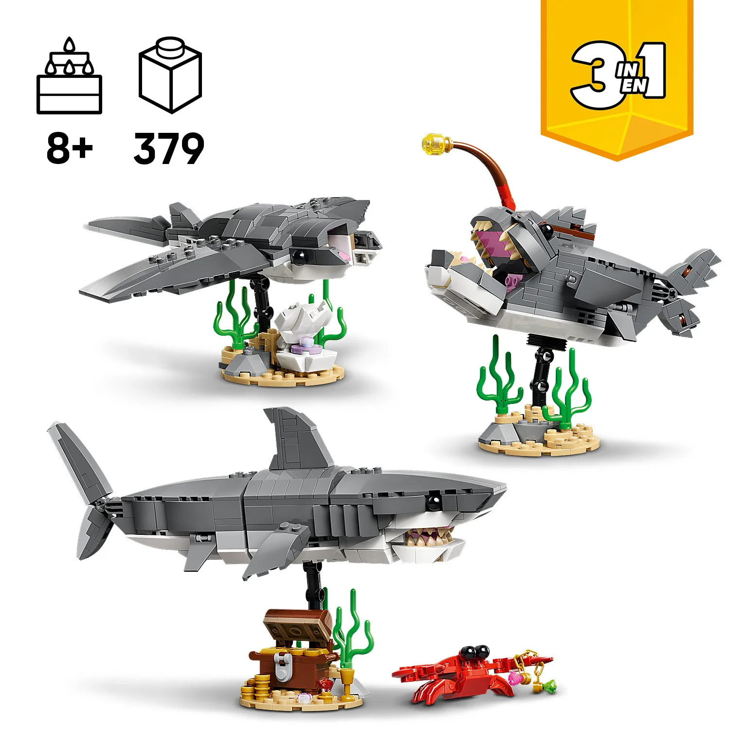 31381 - CREATOR 3IN1 - Fierce Shark with a Treasure Chest