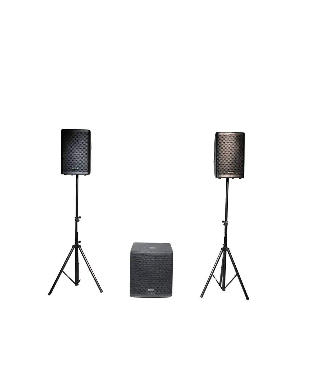 PA Anlage mit aktiven Lautsprechern und einem Subwoofer