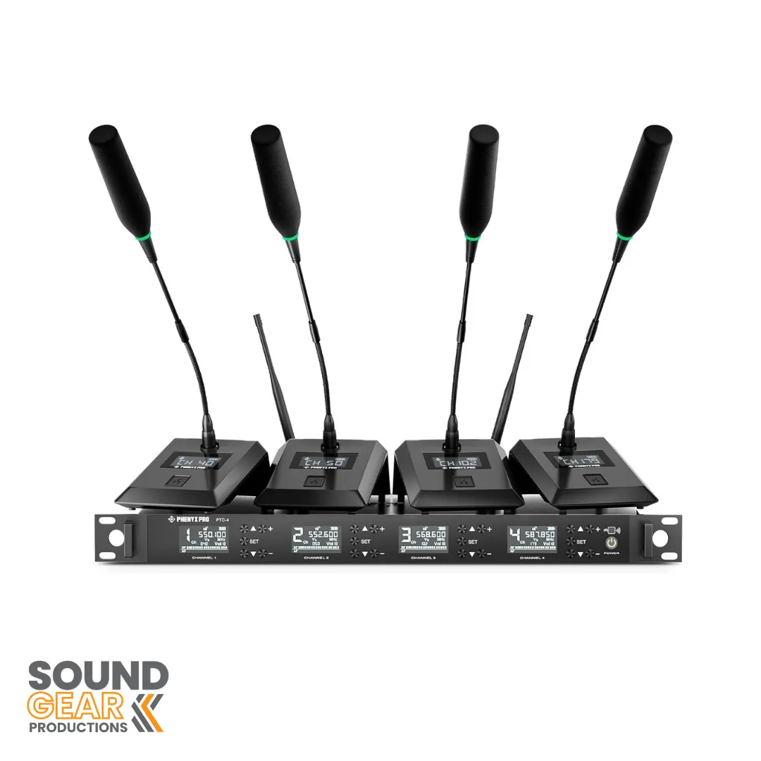 Phenyx Pro - 4 Gooseneck Mics - Wireless Conference System (PTC-4)