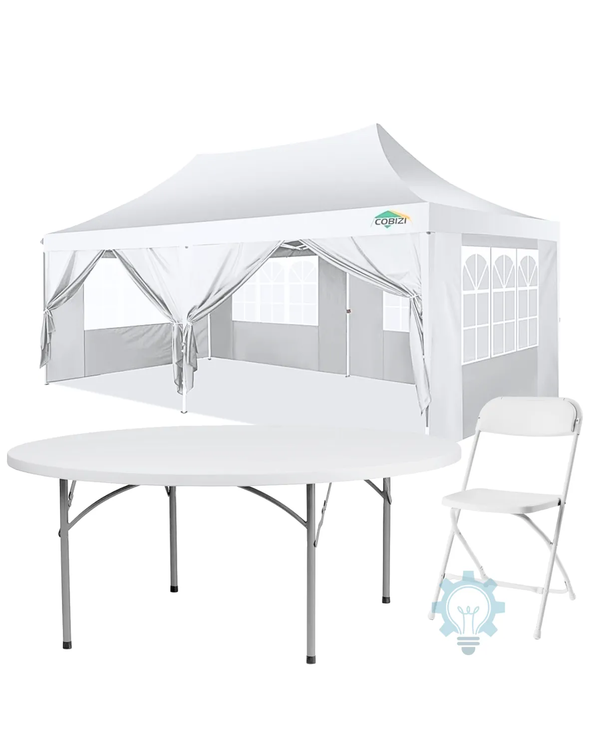 10x20 Pop-Up Tent Bundle (60" Round Tables)
